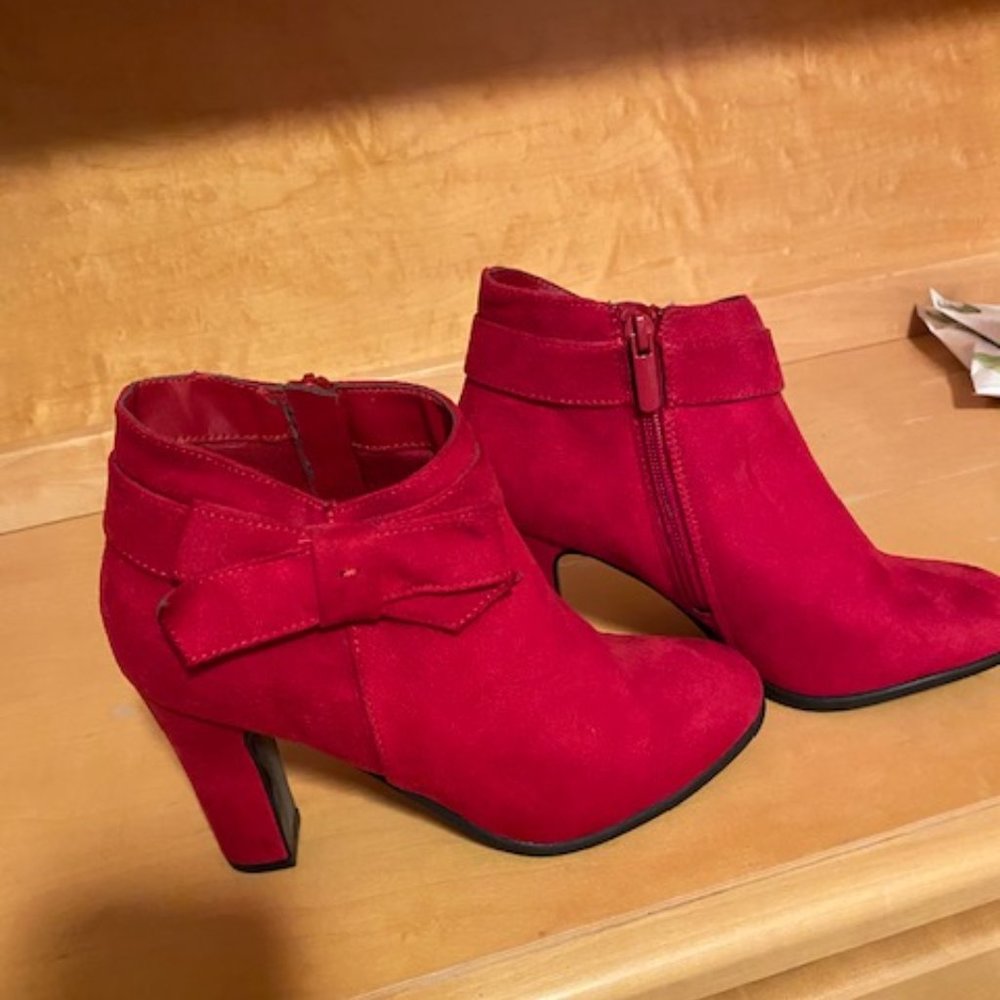 Red ankle boots